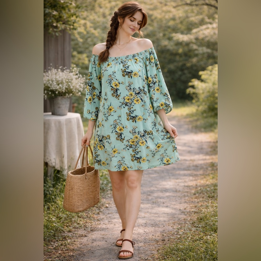 AUW As U Wish Floral Print Size L Multicolored Dress - Picture 3 of 16